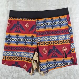 Tachuntfish Shorts Men's Large 6" Inseam Aztec Print Drawstrings Gym Athletic